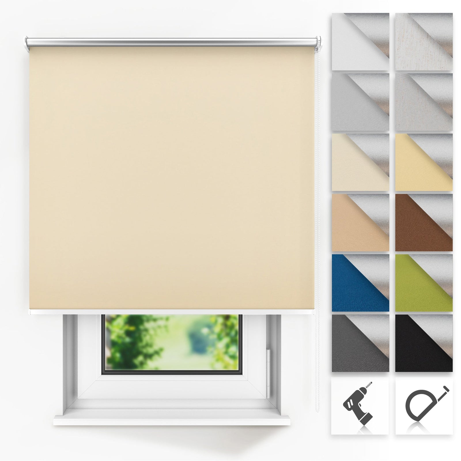 Thermal Blackout Wall Mount Custom Made Roller Blinds