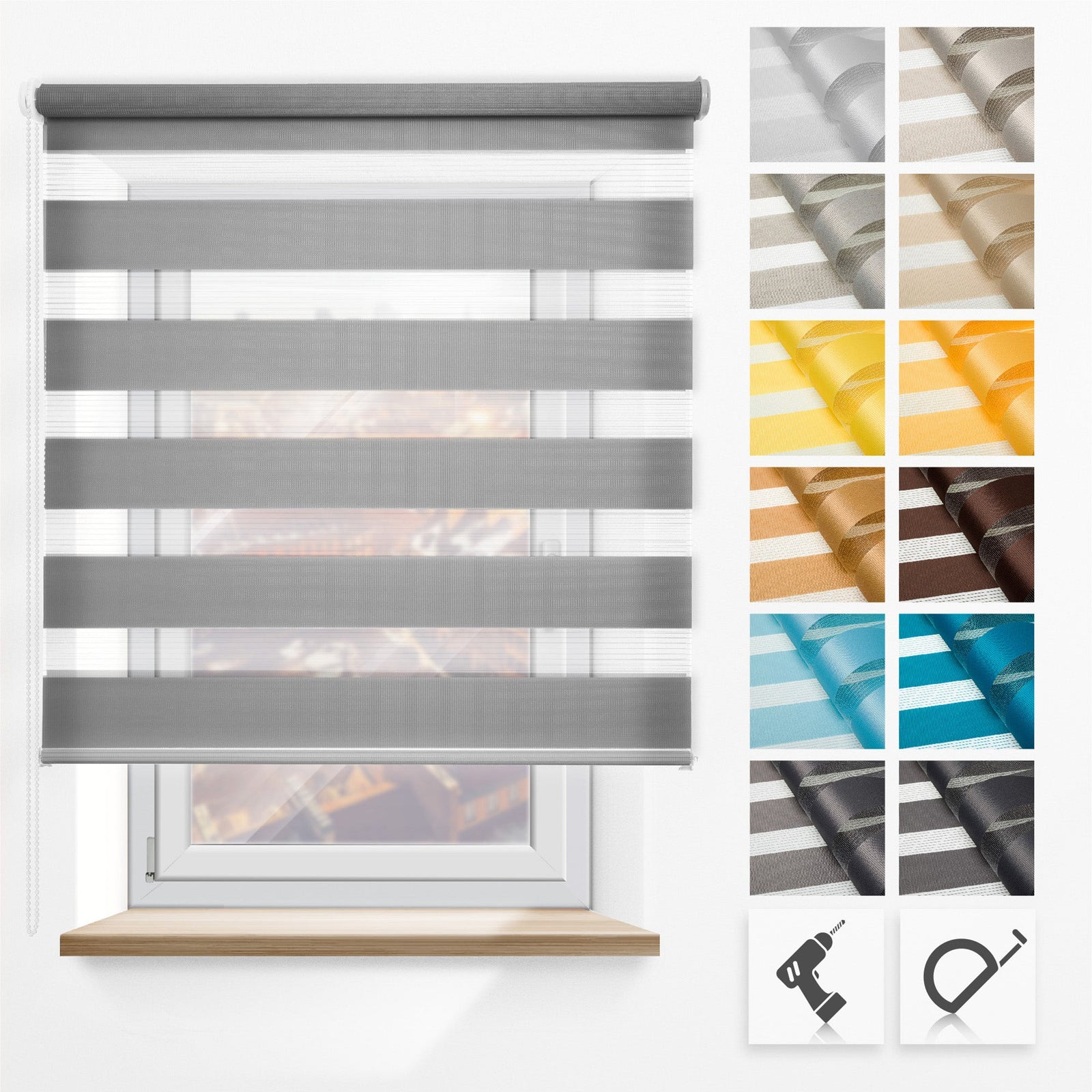 Day & Night Wall Mount Custom Made Roller Blinds