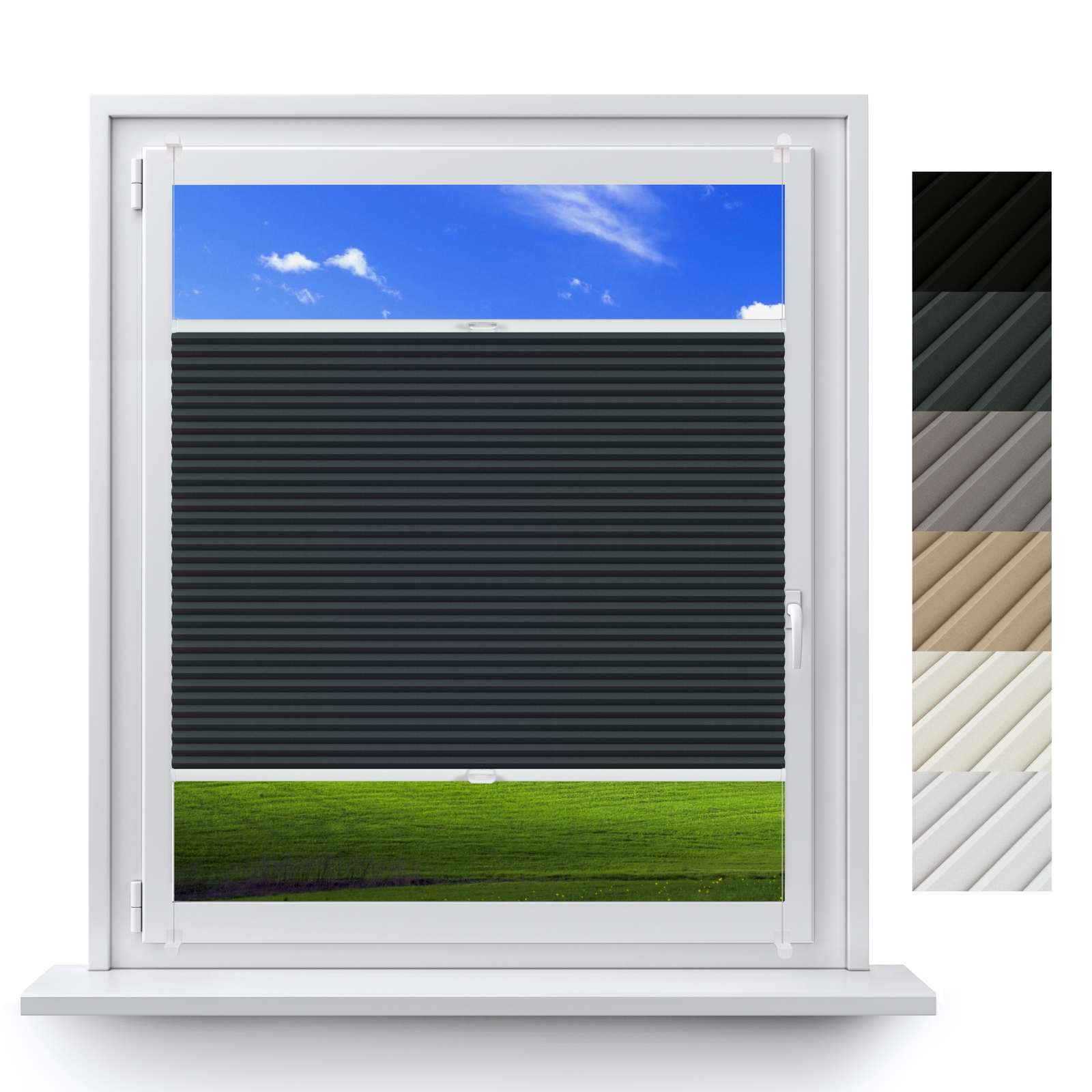 XL Blackout No-Drill Custom Made Pleated Shades