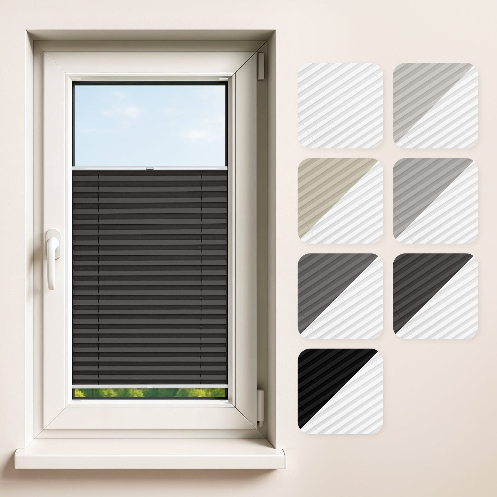 Blackout Drill Mount Custom Made Pleated Blinds