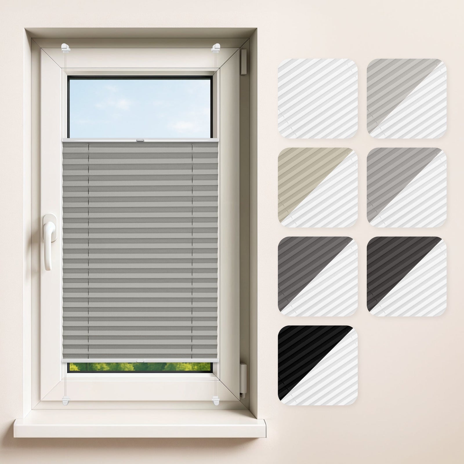 Blackout No-Drill Custom Made Pleated Blinds