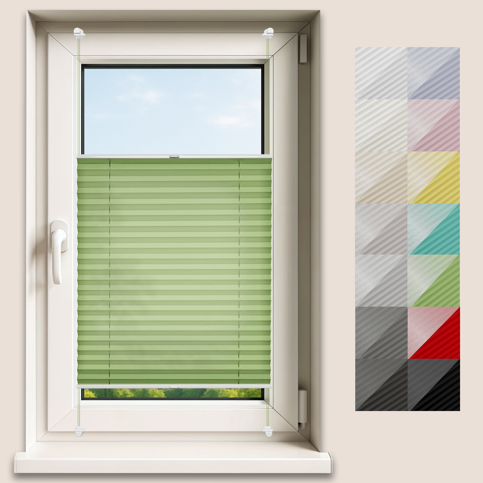 Thermal No-Drill Custom Made Pleated Blinds
