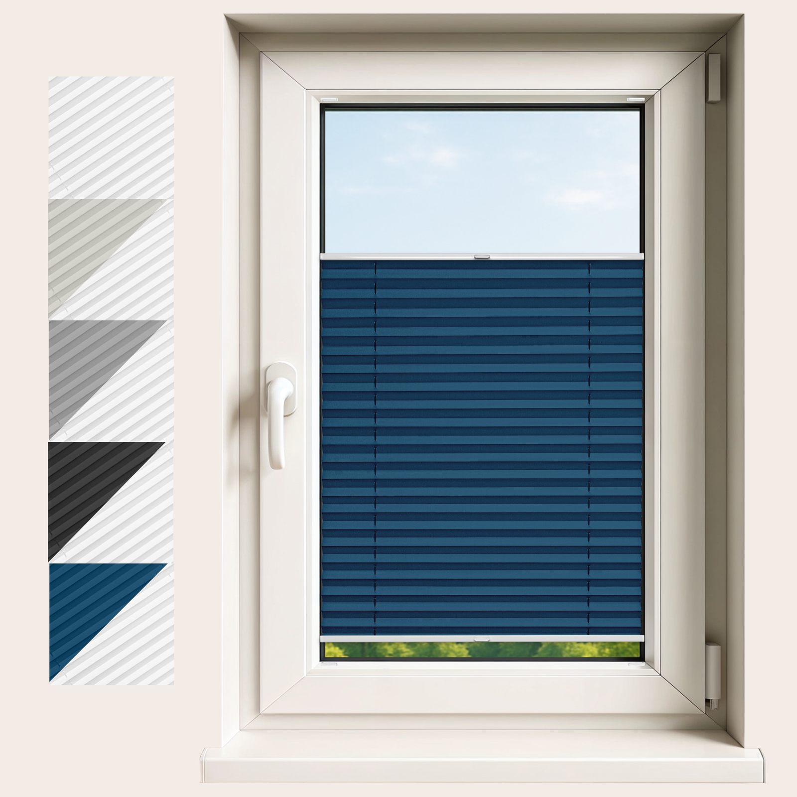 Premium Blackout Drill Mount Custom Made Pleated Blinds