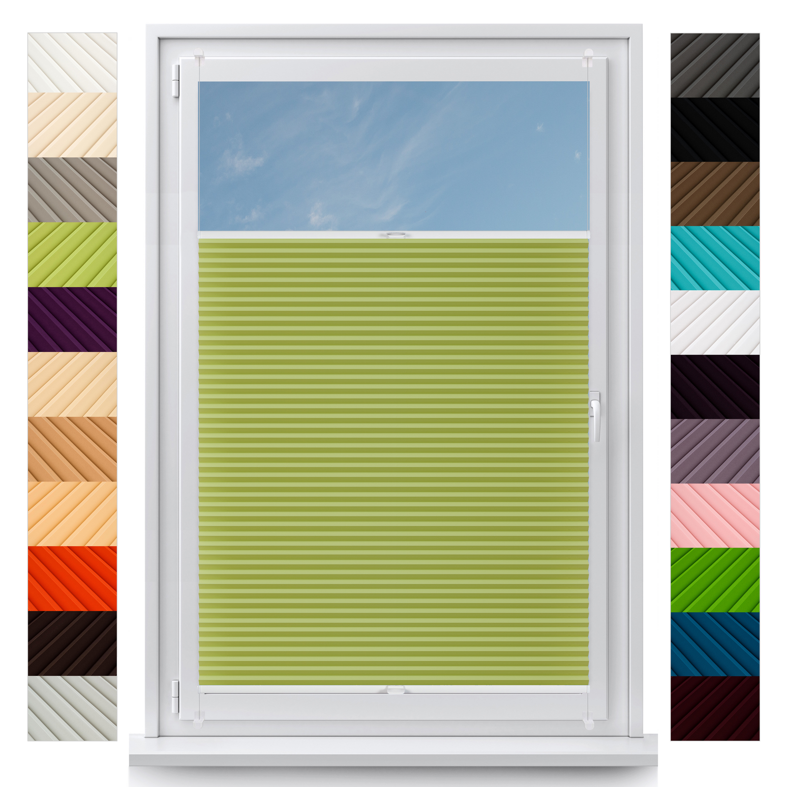 XXL Premium No-Drill Custom Made Pleated Shades
